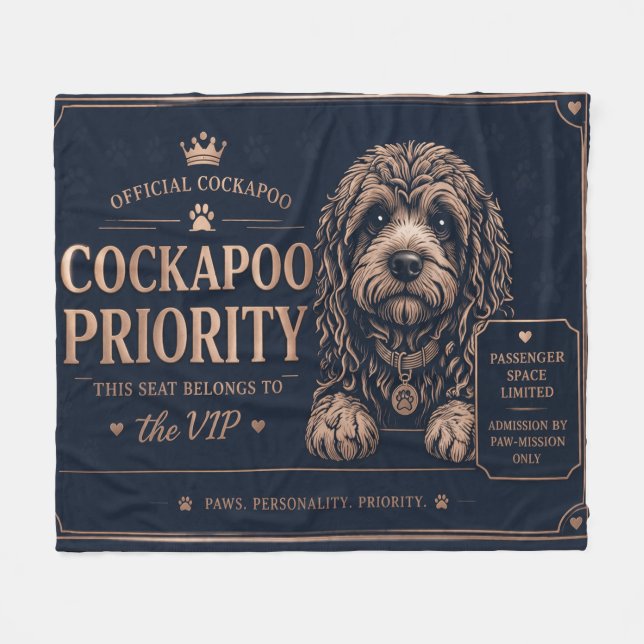 Manta Polar Cockapoo Car Blanket Funny Dog Travel Gift (Frente (Horizontal))