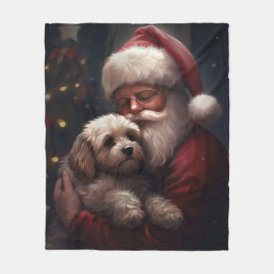 Manta Polar Cockapoo con Navidades festivos de Santa Claus