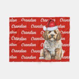 Manta Polar Cockapoo Santa Dog con Navidades de nombres person