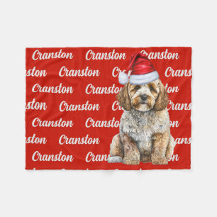 Manta Polar Cockapoo Santa Dog con Navidades de nombres person