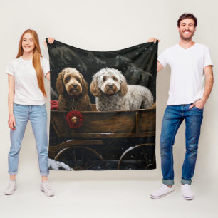 Manta Polar Cockapoo Trineo Nevado Adorno Navideño