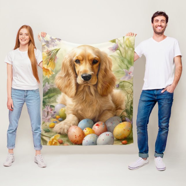 Manta Polar Cocker Spaniel con festividad de huevos de Pascua (In situ)