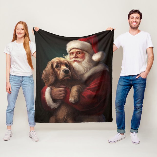 Manta Polar Cocker Spaniel con Santa Claus Navideño (In situ)