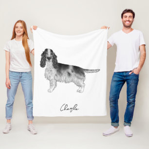 Manta Polar Cocker Spaniel en negro y blanco y nombre personal