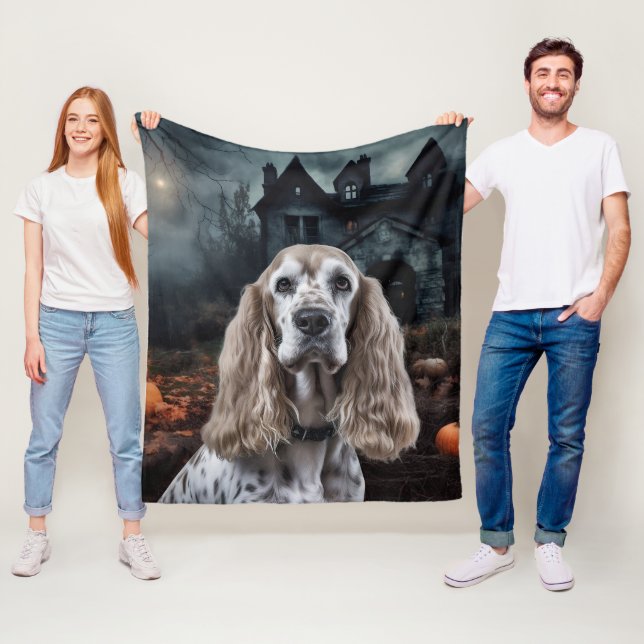 Manta Polar Cocker Spaniel Halloween Aterrador (In situ)