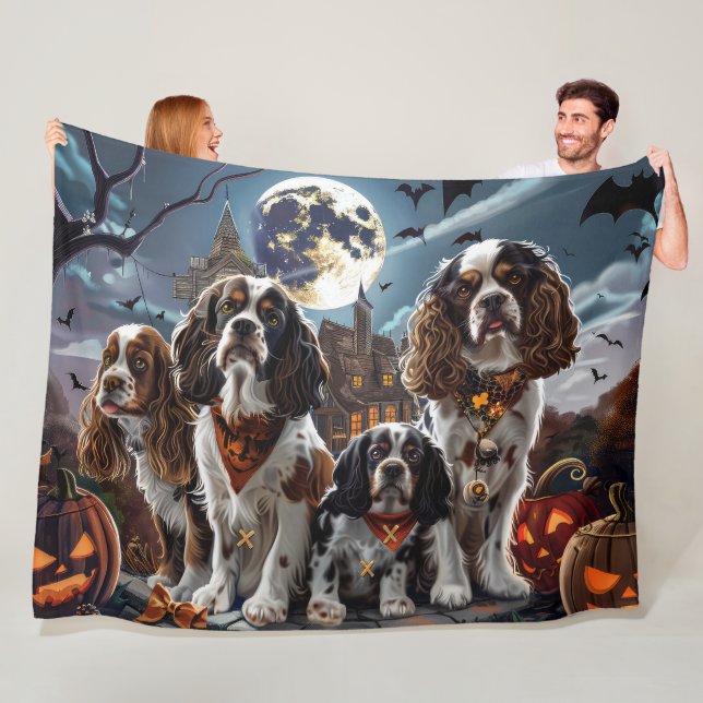 Manta Polar Cocker Spaniel Halloween Espeluznante (In situ)
