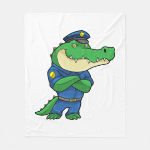 Manta Polar Cocodrilo como oficial de policía con uniforme