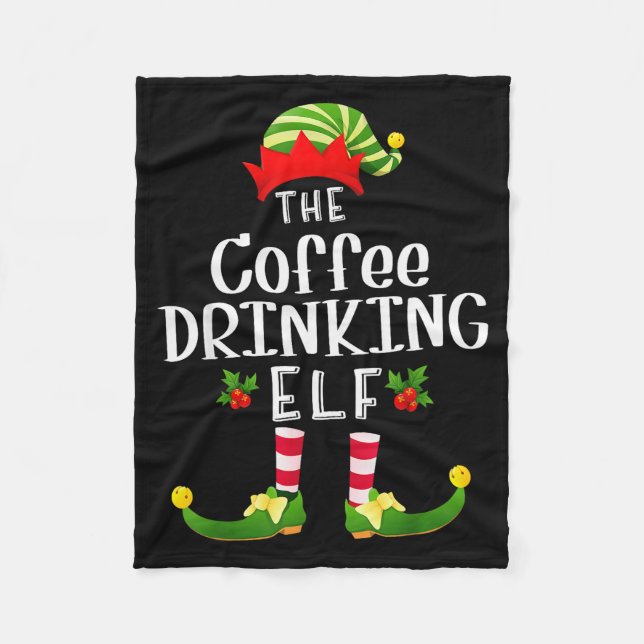 Manta Polar Coffee Drinking Christmas Elf Matching Pajama X-ma (Anverso)