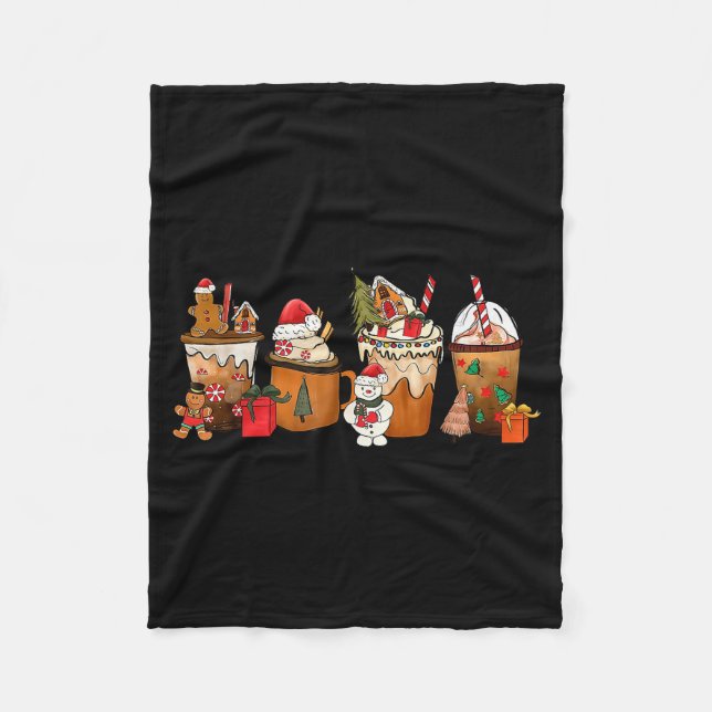 Manta Polar Coffee Hot Cocoa Merry Christmas Xmas Family Pajam (Anverso)