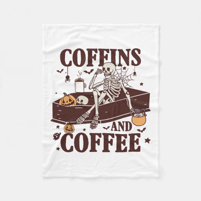 Manta Polar Coffins Y Coffee Funny Skeleton Halloween (Anverso)
