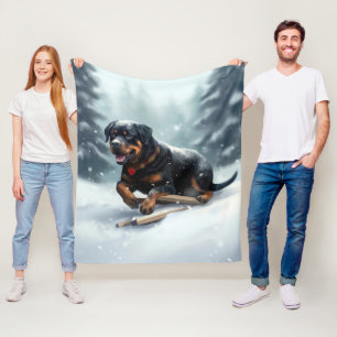 Manta Polar Cojín decorativo de invierno de rottweiler Navidad
