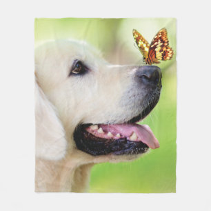 Manta Polar Cojín decorativo De Labrador Y Mariposa
