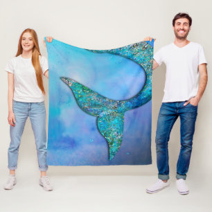 Manta Polar Cola de Sirena del Océano Brillante Cama Encantada