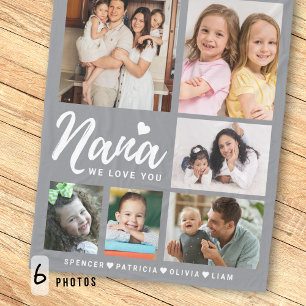 Manta Polar Colage de 6 fotos de Gray Te Amamos Nana Nietos 