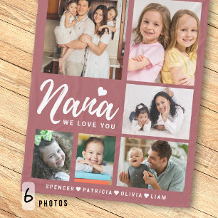 Manta Polar Colage de 6 fotos de nietos que amamos a Nana