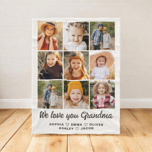 Manta Polar Colage de Fotos de Abuela Corazón Moderno