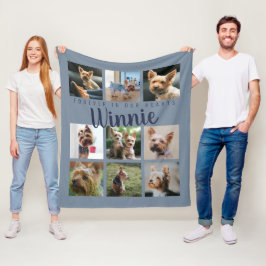 Manta Polar Colage de Fotos de Mascota Azul con Nombre Persona