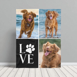 Manta Polar Colage de fotos de patas de amante de perros 3