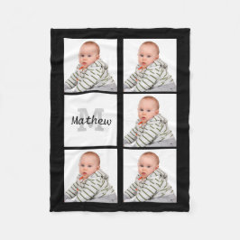 Manta Polar Colage de Fotos Personalizadas con Monograma