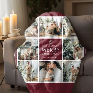 Manta Polar Colage de Fotos Personalizadas de Navidad