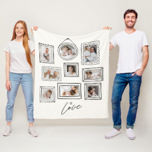 Manta Polar Colage de Fotos Personalizado Amor Familiar