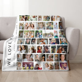 Manta Polar Colage de fotos personalizado blanco de 54