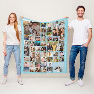 Manta Polar Colage de fotos personalizado de 50 fotos azul beb