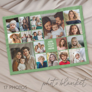 Manta Polar Colaje de 17 fotos personalizadas - con texto