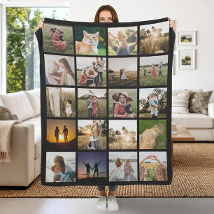 Manta Polar Colaje de 20 Fotos Personalizadas Modernas