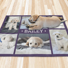 Manta Polar Colaje de Fotos de Perros Bonito Sencillo Morado y