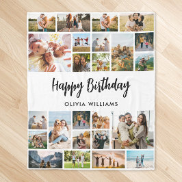 Manta Polar Colaje de Fotos Personalizadas de Cumpleaños 24