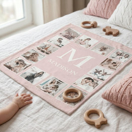 Manta Polar Colaje de Fotos Personalizadas Rosa