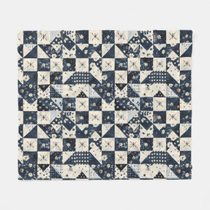 Manta Polar Colcha de retazos de crema azul marino Gingham de 