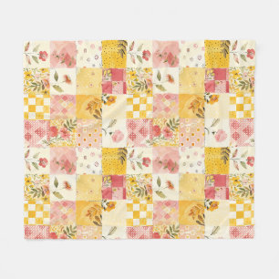 Manta Polar Colcha de retazos de cuadros rosa y amarillo Cotta
