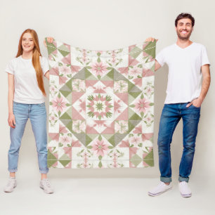 Manta Polar Colcha vintage de Navidad con patrón floral