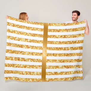 Manta Polar Colección Boho Stripes de Purpurina vertical dorad