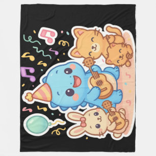 Manta Polar Colección de Fiestas Kawaii Cute - Dino y amigos