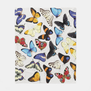 Manta Polar Colección de mariposas vintage realista.