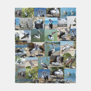 Manta Polar Colección De Pelícanos En Un Collage de fotos,