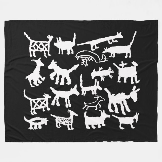 Manta Polar colección de petroglifos Perros y Coyotes (Frente (Horizontal))