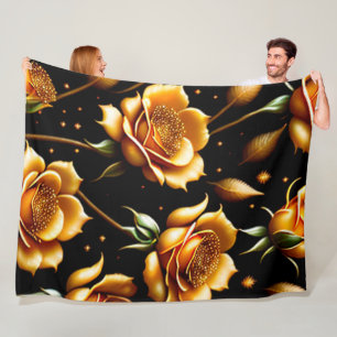 Manta Polar Colección de Rosas Boho Gold de lujo moderna