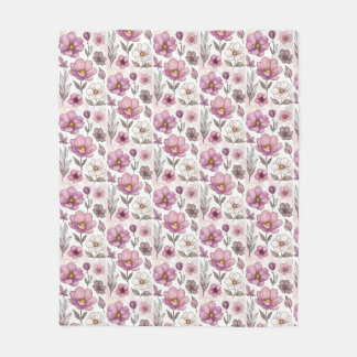 Manta Polar Colección Floral de Anémona en Pastel Suave
