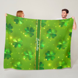 Manta Polar Colección Green Modern St Patrick's Day Clover