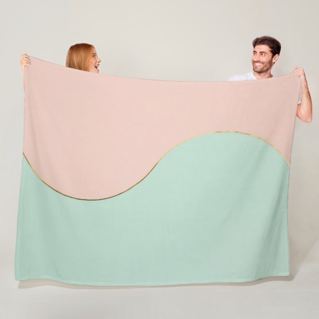 Manta Polar Colección Moderna Abstracta Rosa Claro Menta (In situ)