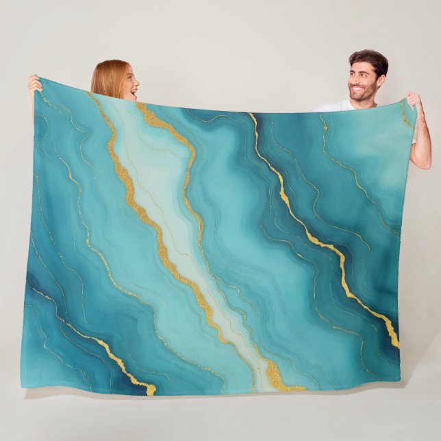 Manta Polar Colección moderna de mármol azul turquesa de oro (In situ)