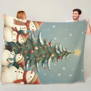 Manta Polar Colección Navideña de Familia de Muñeco de Nieve F