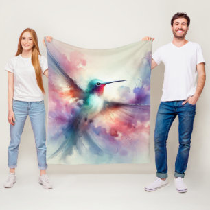 Manta Polar Colibrí Elegante en Acuarela