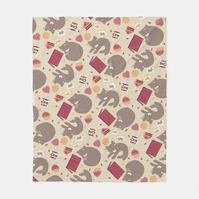 Manta Polar Collage acogedor para los amantes del gato (Anverso)