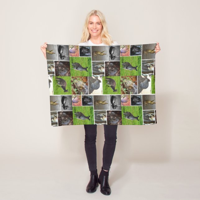 Manta Polar Collage australiano sobre vida silvestre, (In situ)