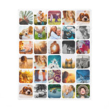 Collage cuadrado de 30 fotos en blanco suave redon